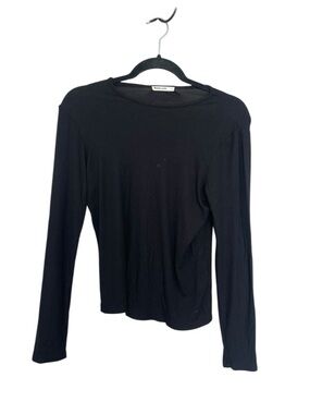 Marine Layer Black Ribbed Long-Sleeve Crew Top